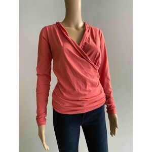 Velvet Graham &‎ Spencer Wrap Top Long Sleeve Hooded Casual Coral Size S